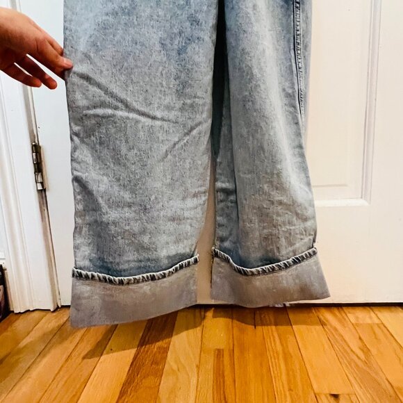 NEW WeWoreWhat We Wore What Blue Indigo Denim Cuffed Overalls Size Small - Picture 12 of 16
